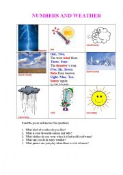 English Worksheet: Numbers and Weather
