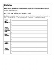 English Worksheet: Expressing an Opinion