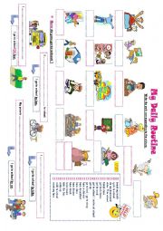 English Worksheet: Daily routine pictionary