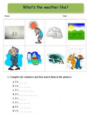 English Worksheet: WHATS THE WEATHER LIKE?