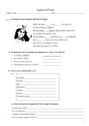 English Worksheet: English test