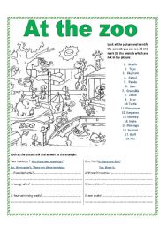 English Worksheet: At the zoo