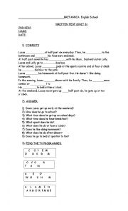 English Worksheet: Everyday routines