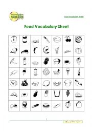 English Worksheet: Food Vocabulary