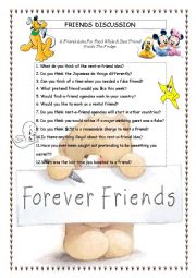 English Worksheet: Friends discussion