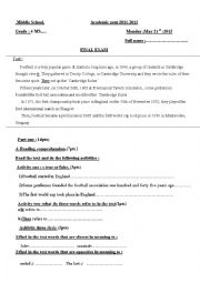 English Worksheet: football