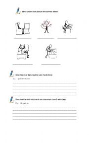 English Worksheet: describe daily routine