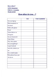 English Worksheet: How often do you? worksheet about Frequency Adverbs