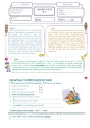 English Worksheet: end of term test 3 for 7th  form 