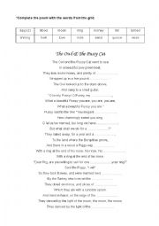 English Worksheet: The Owl & the Pussycat rhyming cloze