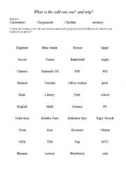 English Worksheet: What is the odd one out?