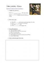 English Worksheet: Presto - video activity