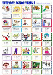 EVERYDAY  ACTION VERBS/MULTIPLE CHOICE ACTIVITY 2