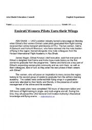 English Worksheet: women pilots