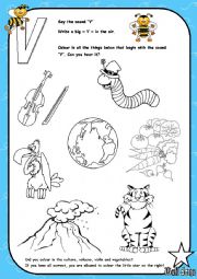 English Worksheet: Alphabet - Letter V - Activity