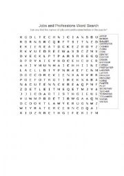 English Worksheet: WORD SEARCH JOBS