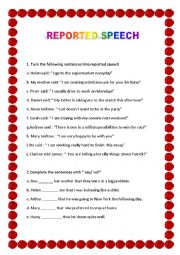 English Worksheet: Reported Speech