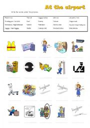 English Worksheet: At the airport 1/3 (key included)