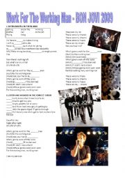 English Worksheet: BON JOVI - WORK FOR THE WORKING MAN