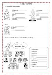 English Worksheet: Family Members