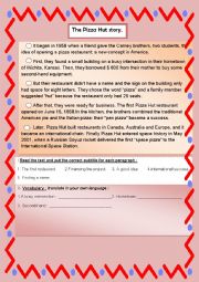 English Worksheet: THE PIZZA HUT STORY