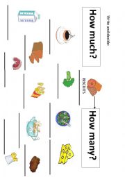 English Worksheet: HOW MUCH OR HOW MANY?