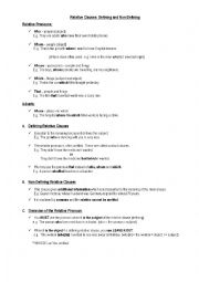 English Worksheet: Relatives - Defining and Non Defining - 10 ano