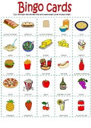 English Worksheet: Bingo food part 1