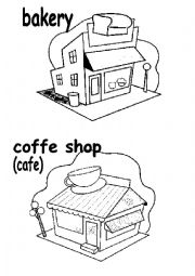 English Worksheet: Shops - flashcards B&W