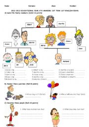 English Worksheet: exam for 6th grades (1)