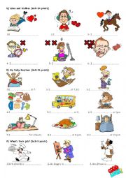 English Worksheet: exam for 6th grades (2)