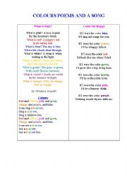 COLOURS POEMS AND A SONG 1