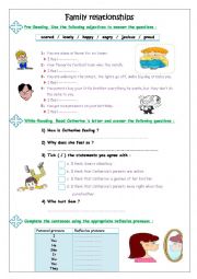 English Worksheet: family relationships ( reading comprehension )