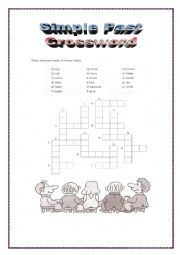 English Worksheet: Past crossword