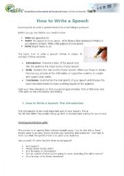 English Worksheet: How to write a speech