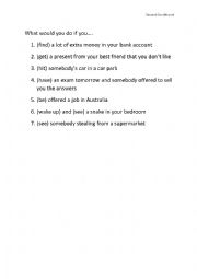 English Worksheet: Second Conditional questions
