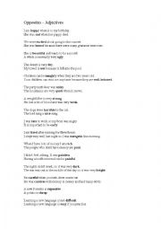 English Worksheet: Opposites