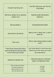 English Worksheet: Tongue twisters