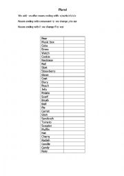 English Worksheet: Plural of nouns