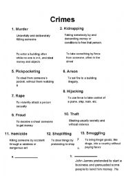 English Worksheet: Crime Scene