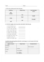 English Worksheet: Irregular Verbs