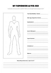 English Worksheet: Alter Ego Super Hero Girl