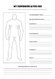 English Worksheet: Super Hero Alter Ego Guy