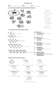 English Worksheet: Numbers 1-20