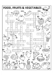 English Worksheet: Food Crossword Set I (ANSWER KEY INCLUDED)