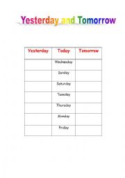 English Worksheet: Days of the Week