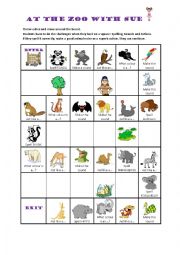 English Worksheet: At the Zoo with Sue - Zoo animals game