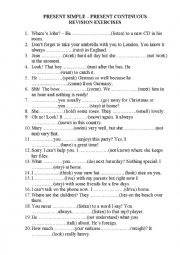 English Worksheet: present simple VS present continuous