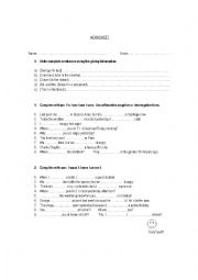 English Worksheet: To Be Workshhet