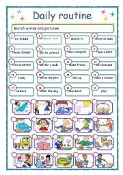 English Worksheet: daily routines